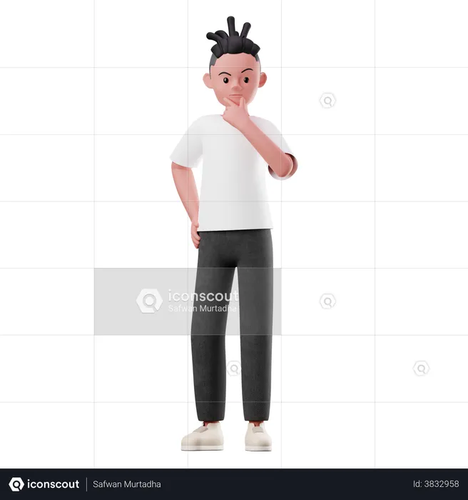 Male Character thinking Pose  3D Illustration