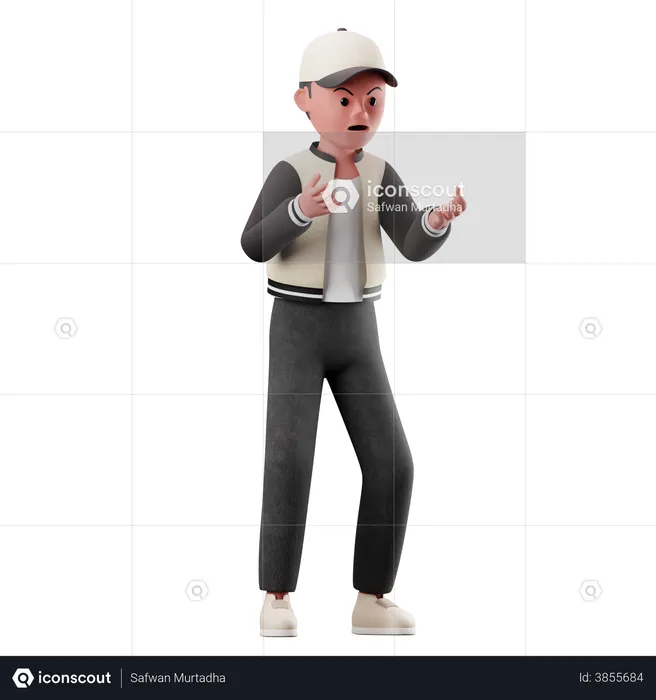 Male Character With Angry Pose  3D Illustration