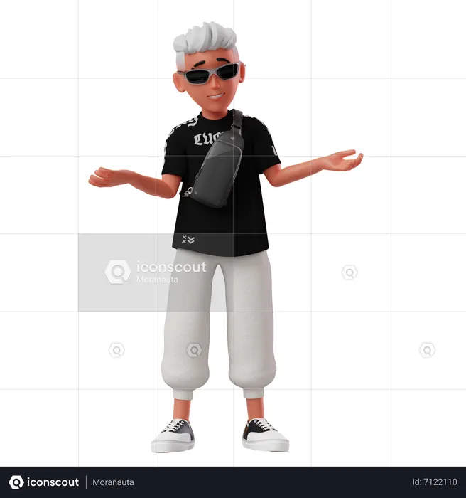 Male Character With Confused Pose  3D Illustration