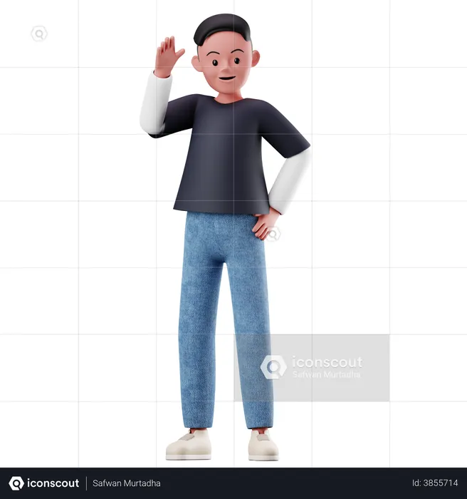 Male Character With Greeting Pose  3D Illustration