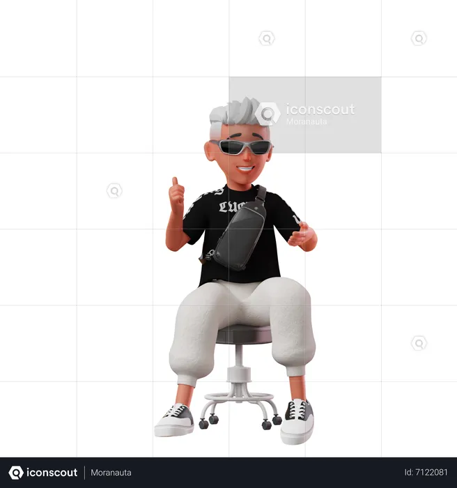 Male Character With Sitting Pose  3D Illustration