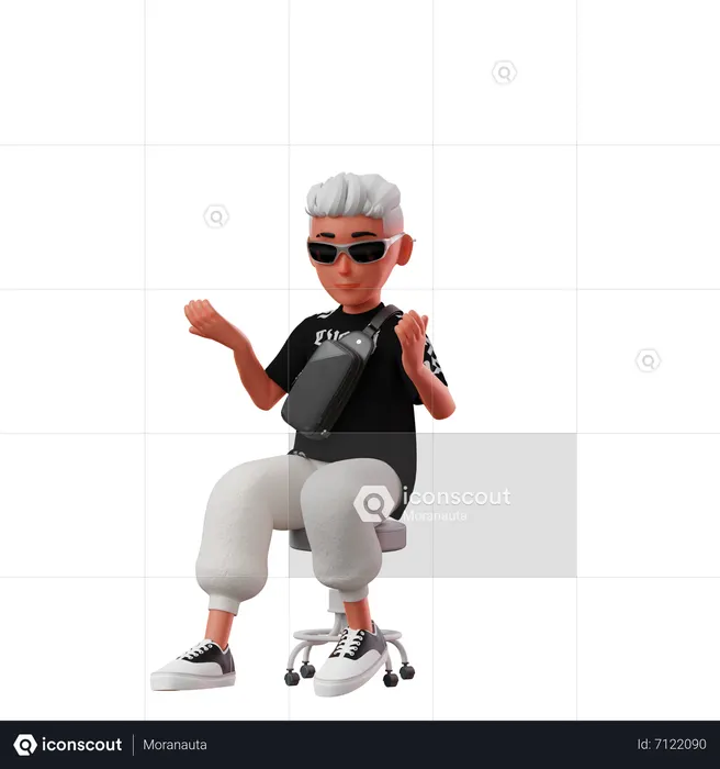 Male Character With Sitting Pose  3D Illustration
