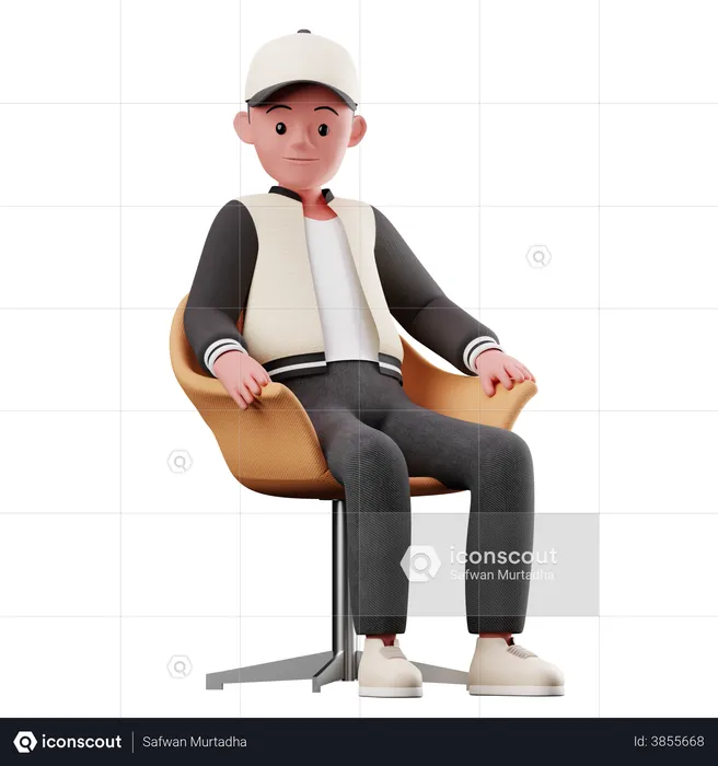 Male Character With Sitting Pose  3D Illustration
