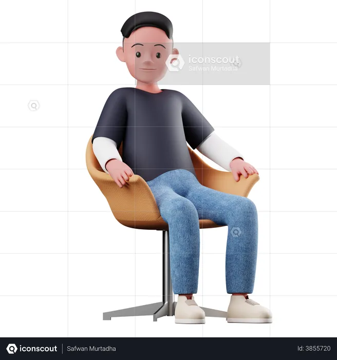Male Character With Sitting Pose  3D Illustration