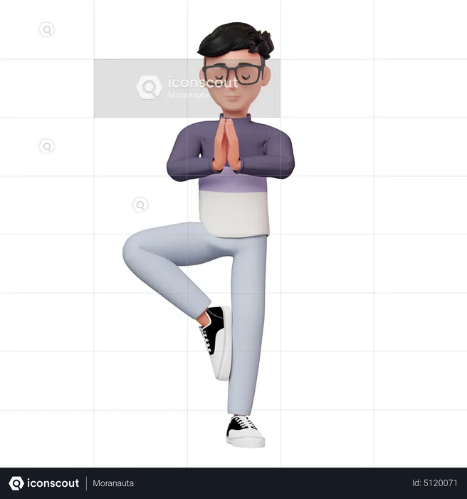 Male Character Yoga Pose  3D Illustration