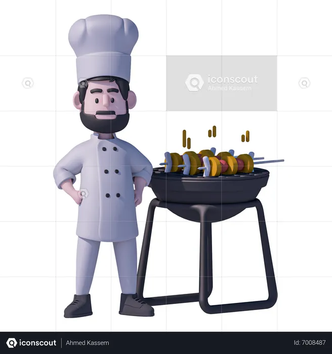 Male Chef Cooking  3D Icon