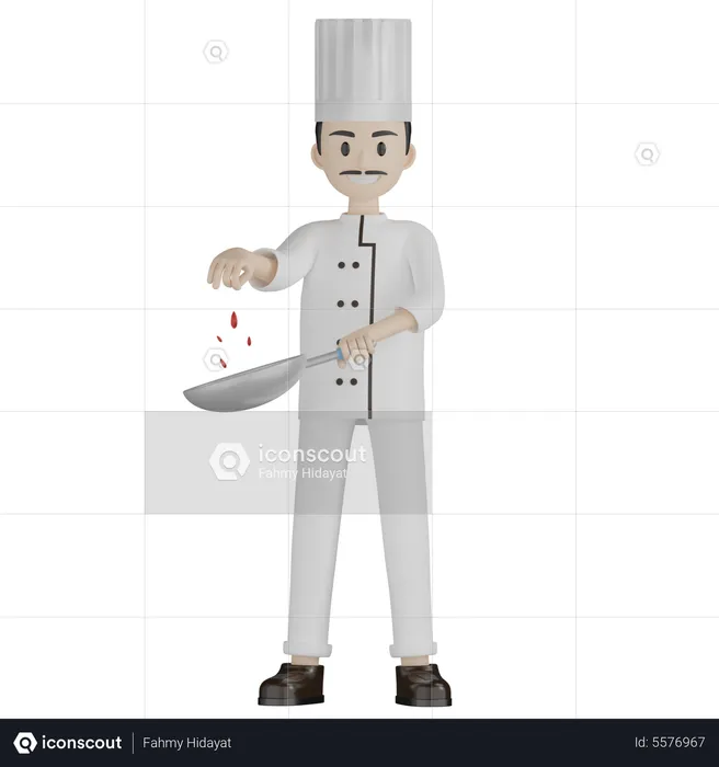 Male Chef Cooking Something  3D Illustration