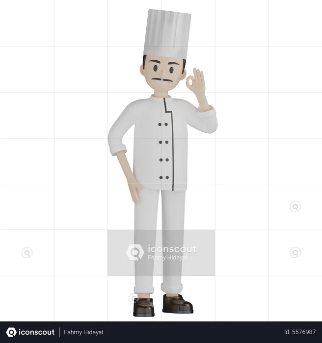 Male Chef Giving Ok Gesture  3D Illustration