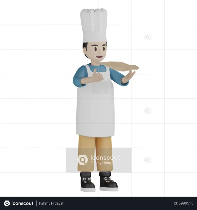 Male chef making ruman roti  3D Illustration