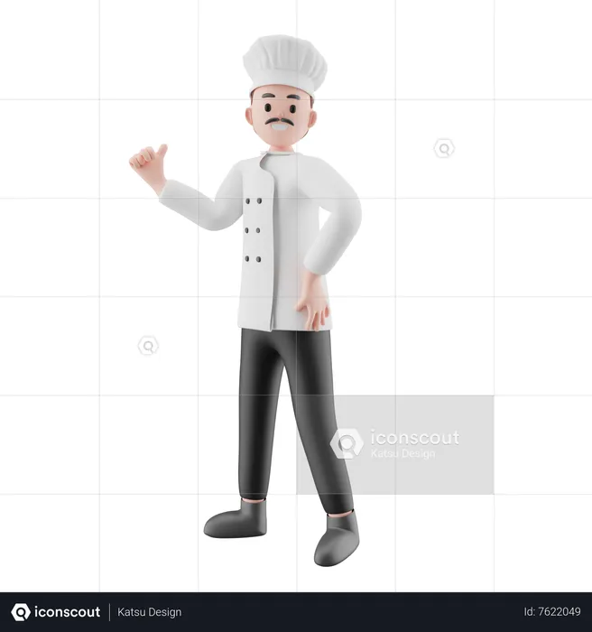 Male Chef pointing hand at something  3D Illustration