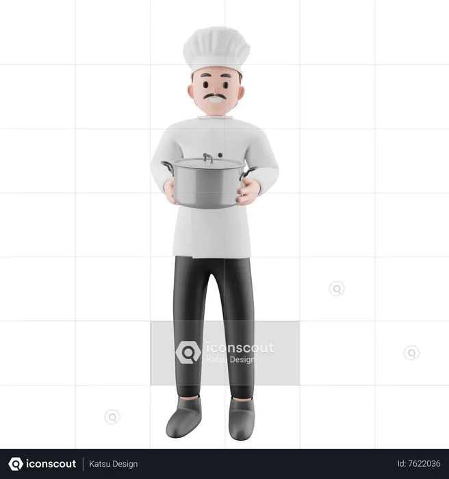 Male Chef ready to serve food  3D Illustration