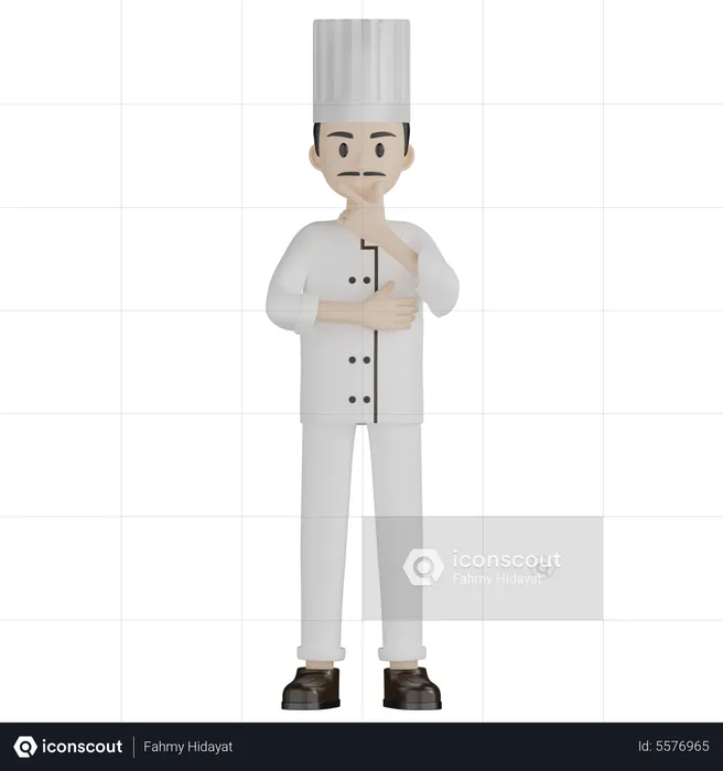 Male Chef Thinking Something  3D Illustration