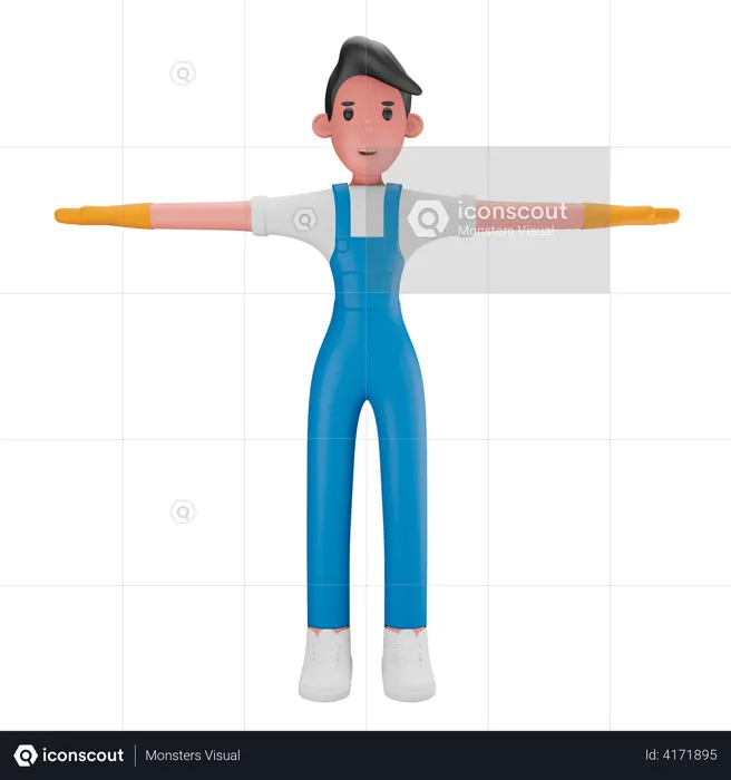 Male Cleaner  3D Illustration