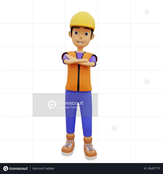 Male construction worker  3D Illustration