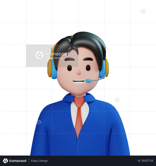 Male Customer Call Service  3D Icon