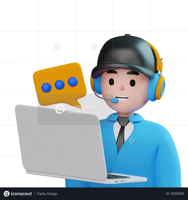 Male Customer Call Service  3D Icon