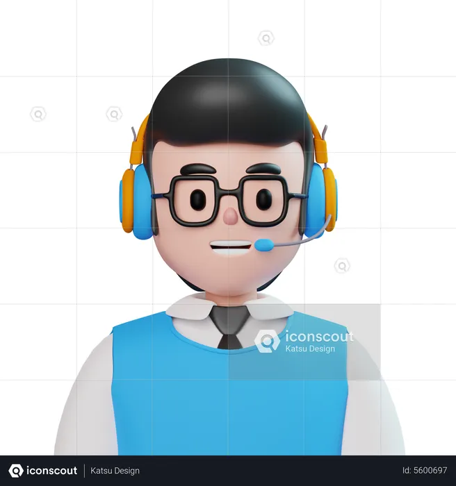 Male Customer Call Service  Portrait  3D Icon
