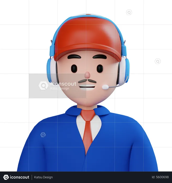 Male Customer Call Service  With Cap  3D Icon