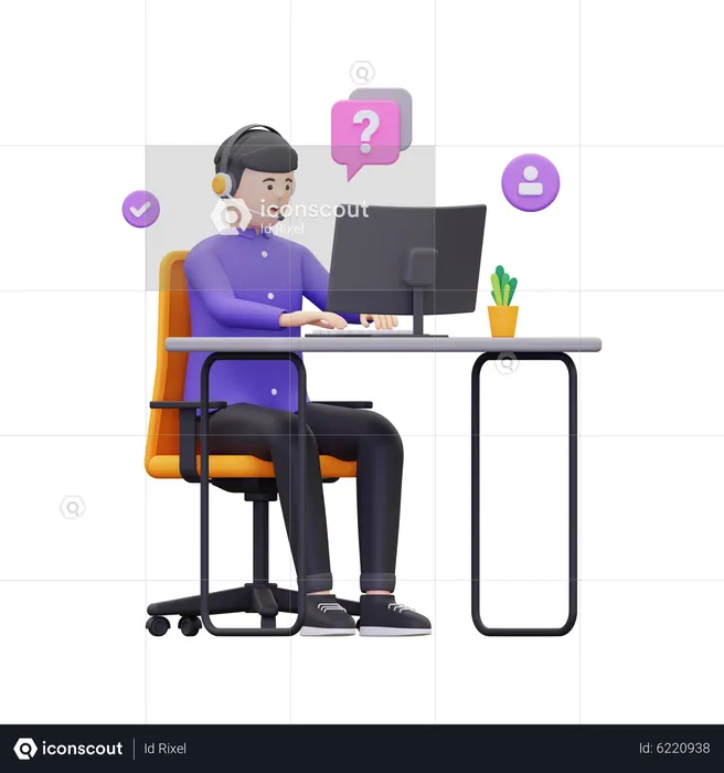 Male customer care agent  3D Illustration