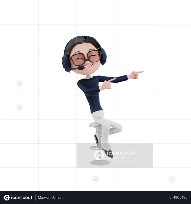 Male Customer care employee pointing both hands on left side  3D Illustration