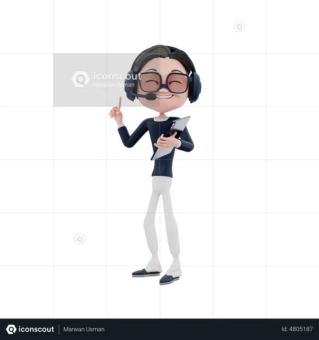 Male Customer Service employee holding tablet  3D Illustration