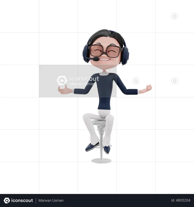 Male Customer Service employee with wide open arms  3D Illustration