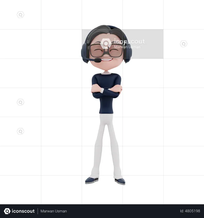 Male Customer Support employee  3D Illustration