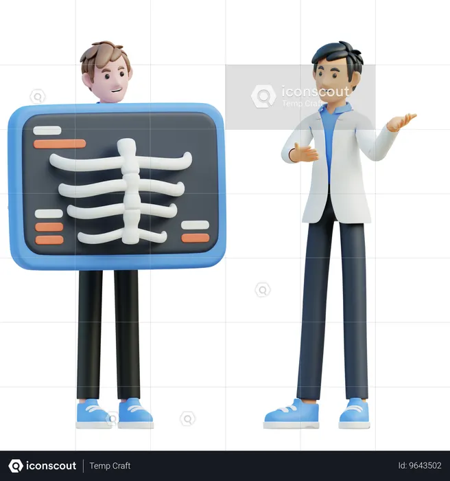 Male doctor examines using x ray  3D Icon