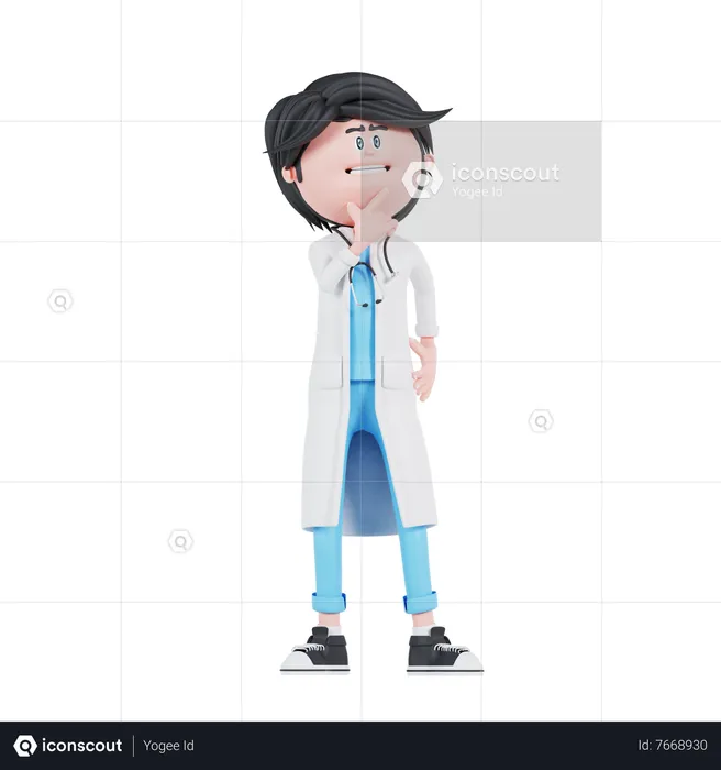Male Doctor is thinking pose  3D Illustration