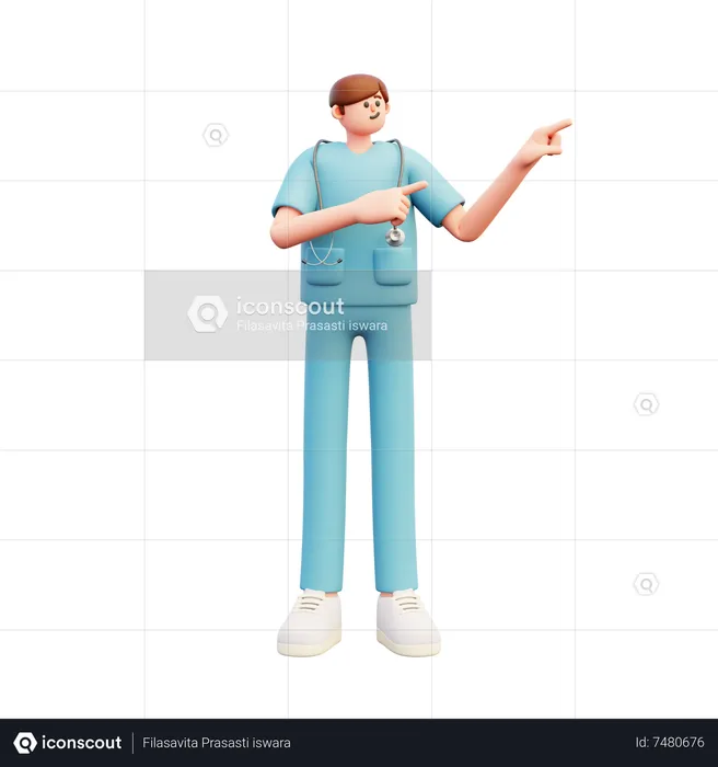 Male Doctor Pointing Recommendation  3D Illustration