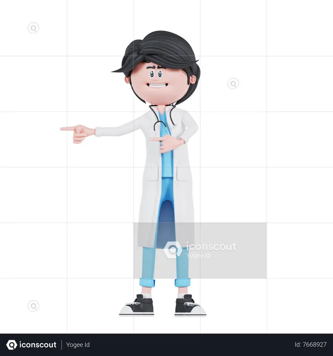 Male Doctor pointing to right  3D Illustration