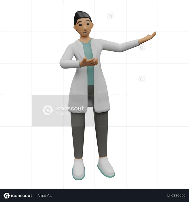 Male doctor showing something right side  3D Icon