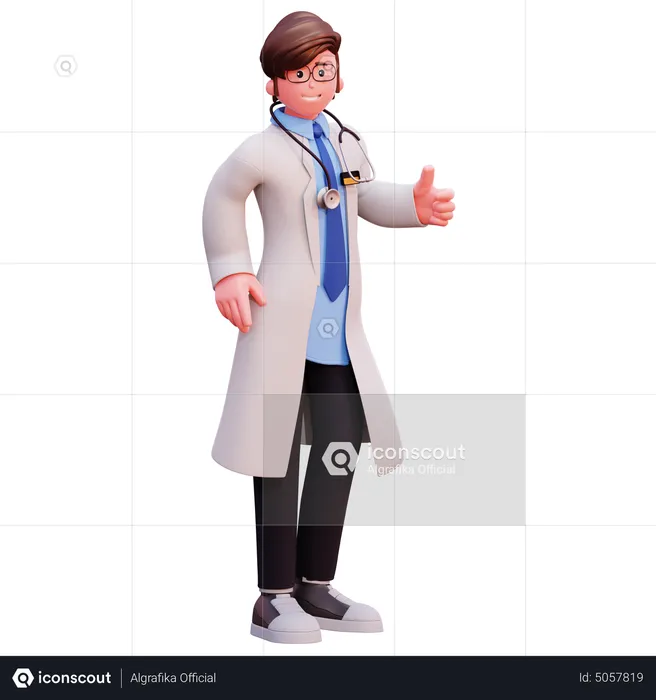 Male Doctor showing thumbs up  3D Illustration