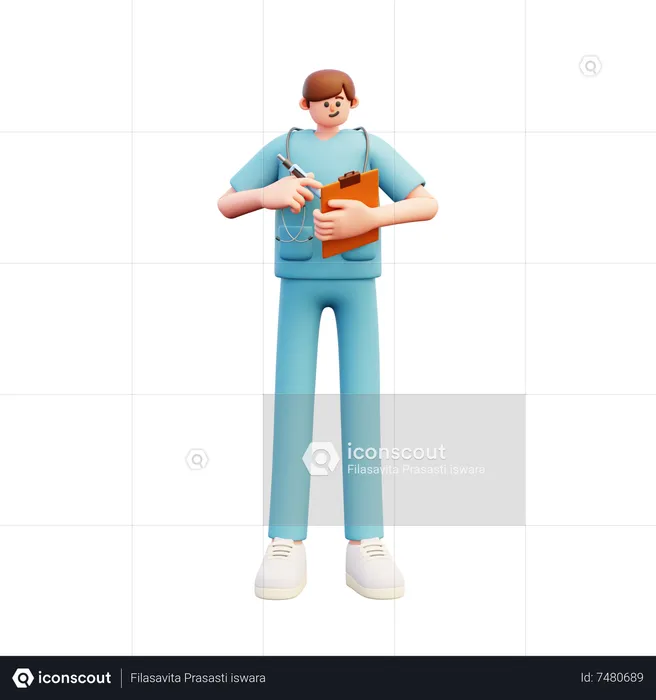 Male Doctor Writing Med Report  3D Illustration