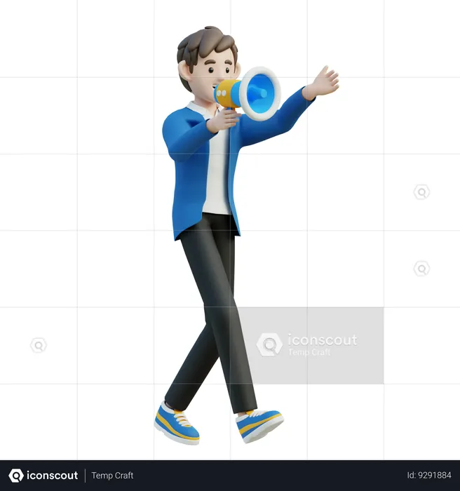 Male Doing Promotion  3D Illustration