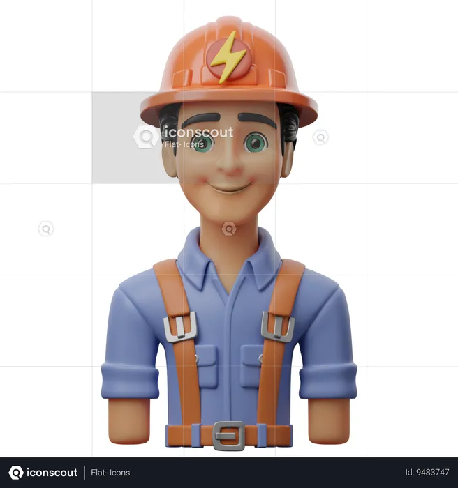 Male Electrician  3D Icon