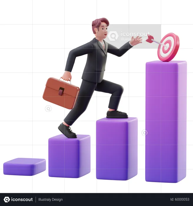 Male employee Chasing targets  3D Illustration