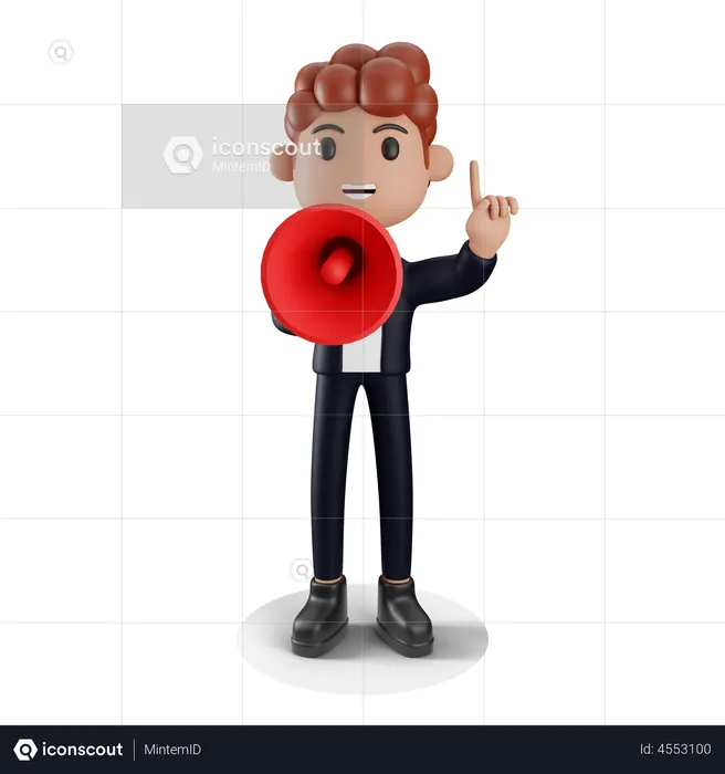 Male employee doing Advertisement  3D Illustration