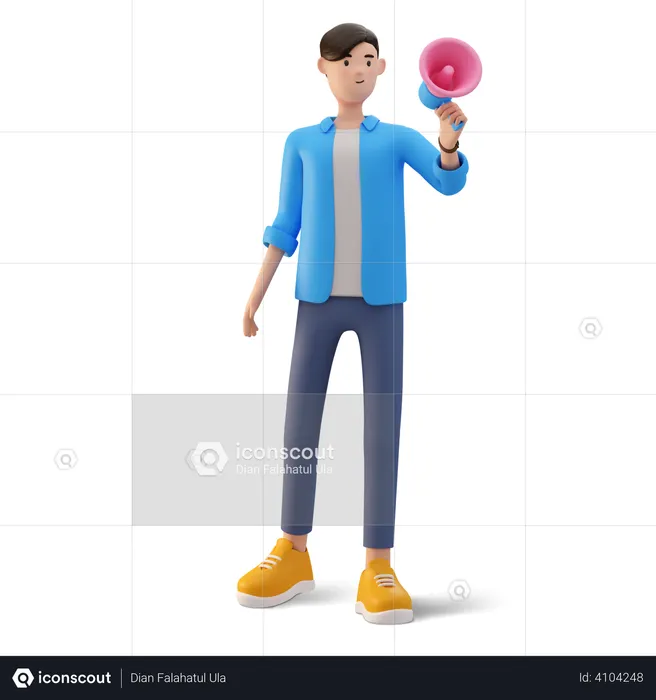 Male employee doing marketing  3D Illustration