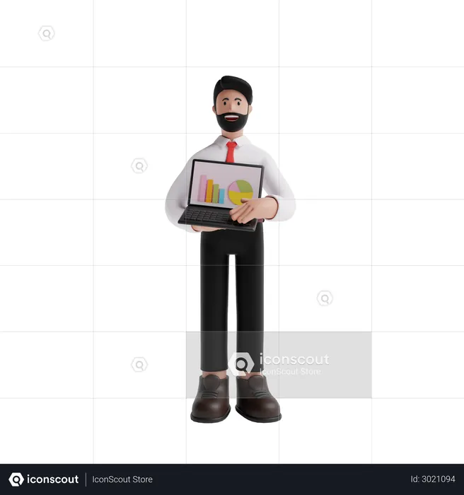 Male employee giving presentation  3D Illustration