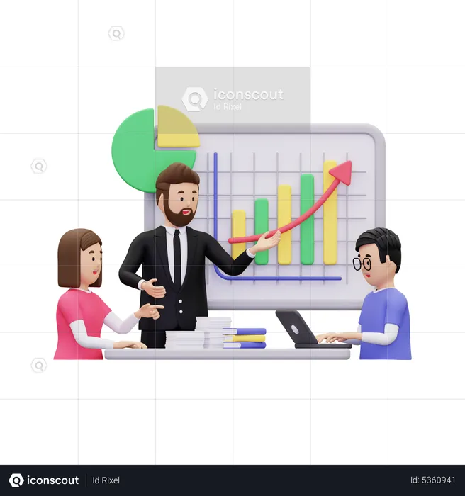 Male employee giving presentation  3D Illustration
