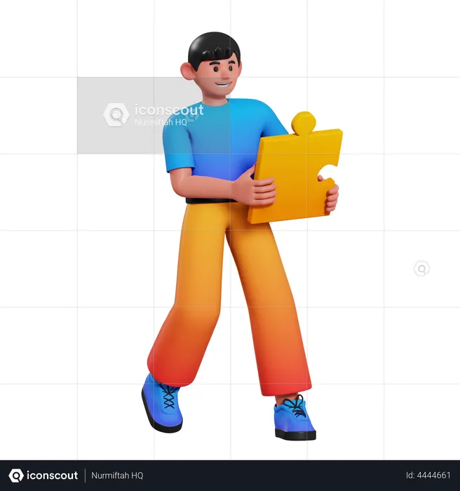 Male employee with business solution  3D Illustration