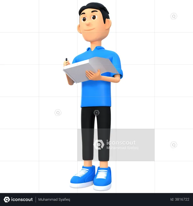 Male Emplyee Making Notes  3D Illustration