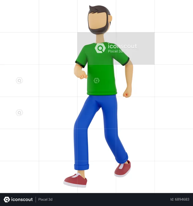 Homme en pose de marche  3D Illustration