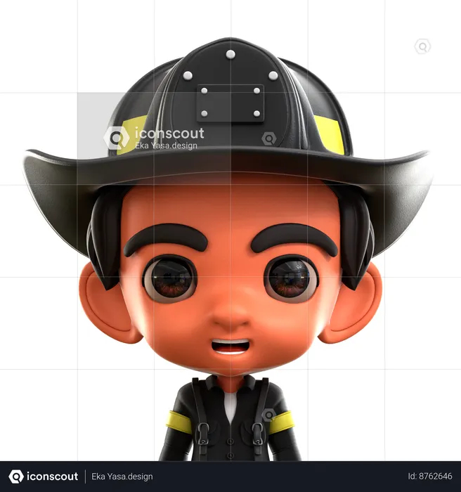 Male Firefighter  3D Icon