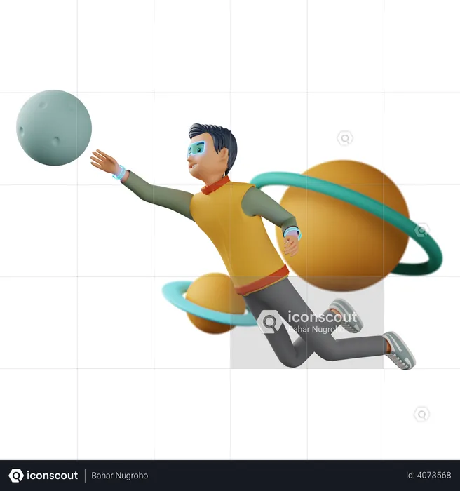 Male flying in space using  3D Illustration