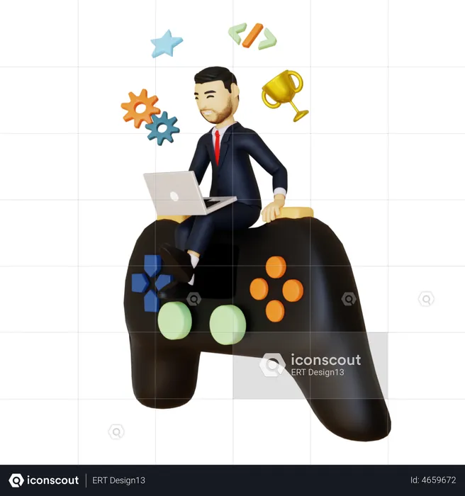 Male Game Developer  3D Illustration