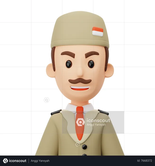 Male Indonesian Hero  3D Icon