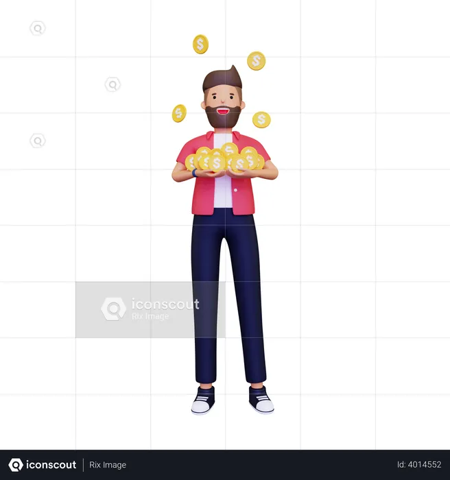 Male investor getting profit  3D Illustration