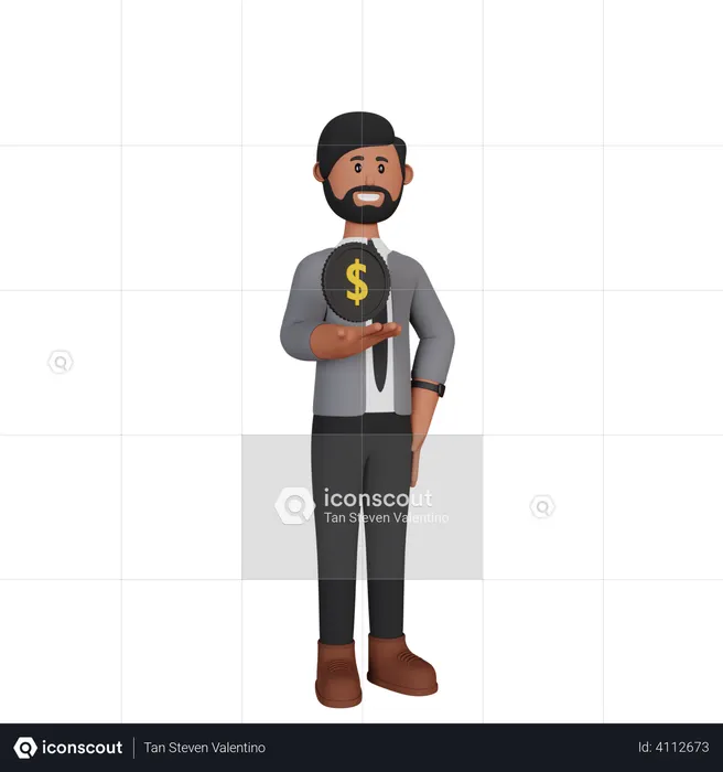 Male Investor with investment profit  3D Icon